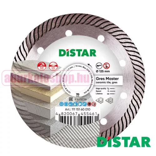Distar Gres Master gyémánttárcsa 125 x 1,4 x 10 mm