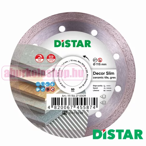 Distar Decor Slim gyémánttárcsa 115 x 1,2 x 8 mm