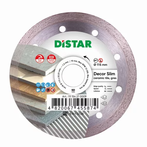 Distar Decor Slim gyémánttárcsa 115 x 1,2 x 8 mm