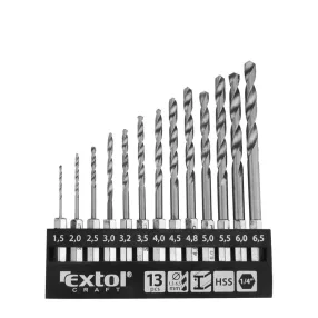   Extol fémcsigafúró készlet HSS 1,5–6,5 mm 13 db bit befogás