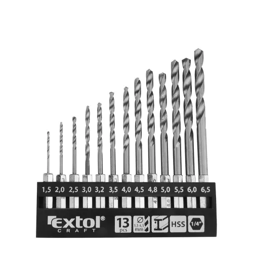 Extol fémcsigafúró készlet HSS 1,5–6,5 mm 13 db bit befogás