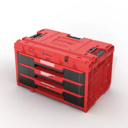 QBRICK SYSTEM ONE Drawer 3 Toolbox 2.0 Red Ultra HD fiókos szerszámosláda