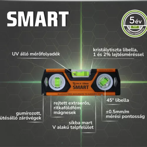 SMART mágneses torpedó vízmérték 15 cm