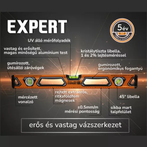 EXPERT mágneses vízmérték 250 cm