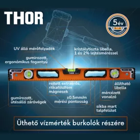 THOR üthető mágneses vízmérték 100 cm