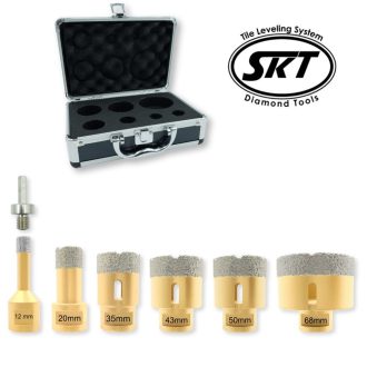   Gyémánt fúrókészlet kofferben 12-20-35-43-50-68 mm Prémium SKT
