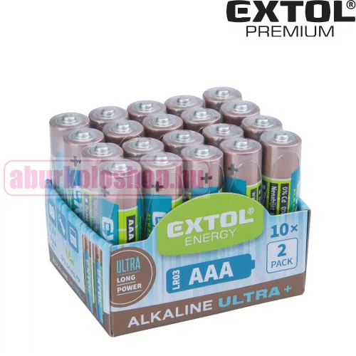 Extol alkáli elem készlet AAA LR6 1,5V 20 db