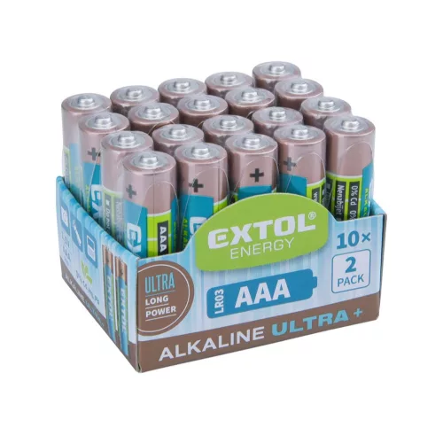 Extol alkáli elem készlet AAA LR6 1,5V 20 db