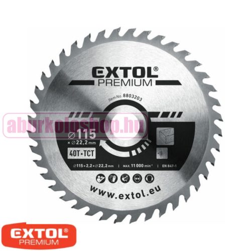 Extol körfűrészlap keményfémlapkás 115 mm 22,2 mm T40 (8803203)