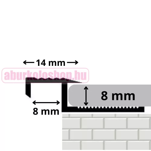 RODELUX alumínium lépcső élvédő profil 8mm eloxált ezüst 250 cm