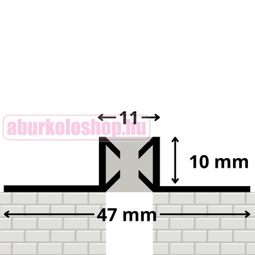 Rodelux alu dilatációs profil Manhattan gumibetéttel 10 mm-es burkolathoz 250 cm