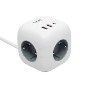   HOME CUBE2 kocka hálózati elosztó USB töltővel 3 aljzatos 1,5 m
