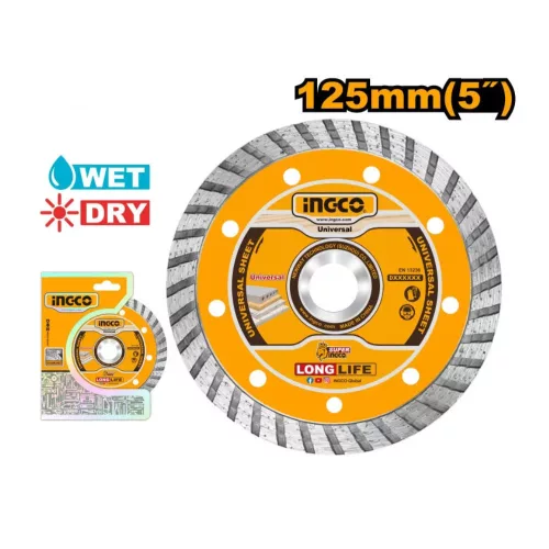 INGCO turbó gyémánt vágókorong, 125 × 10 × 22,2 mm