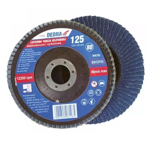 DEDRA lamellás csiszolótárcsa 125 mm P80 közepesen finom szemcseméret