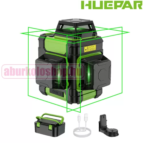 HUEPAR HM03CG 3D Önbeálló Zöld Lézerszintező 3×360°