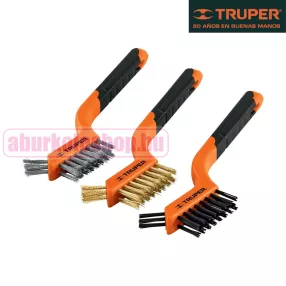   TRUPER drótkefe készlet 3 db-os rozsdamentes acél, sárgaréz és nylon