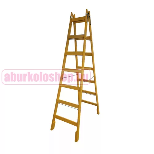 Erősített fa festőlétra, 7 fokos