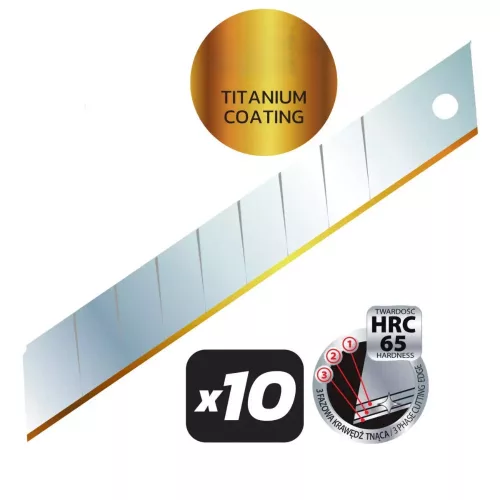 DEDRA precíziós törhető penge 18 mm titán bevonattal 10 db