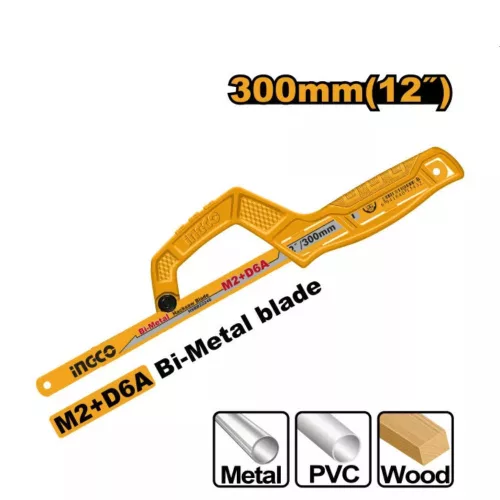 INGCO kézi fémfűrész bimetál fűrészlappal, 300 mm