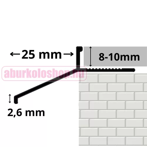 RODELUX alumínium terasz vízvető profil 10 mm x 25 mm RAL7016 matt antracit 250 cm
