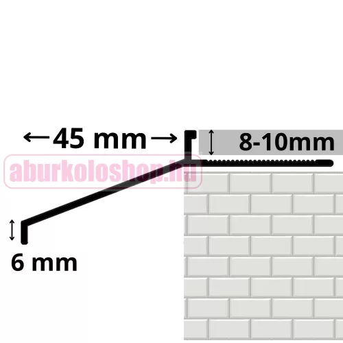 RODELUX alumínium terasz vízvető profil 8 mm x 45 mm eloxált ezüst 250 cm