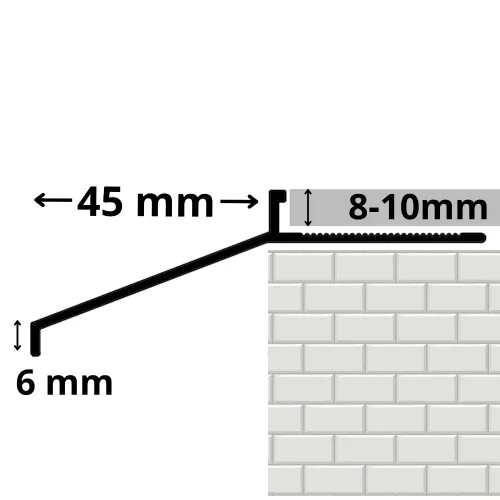 RODELUX alumínium terasz vízvető profil 8 mm x 45 mm RAL7016 matt antracit 250 cm