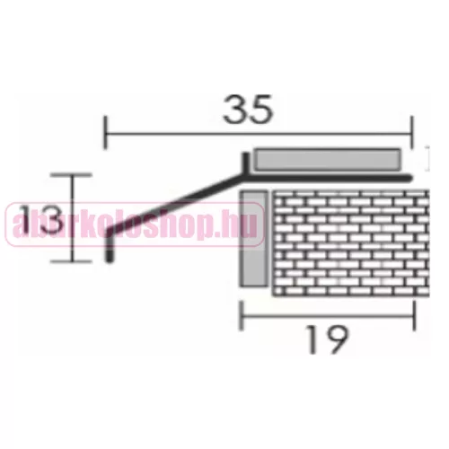 RODELUX alumínium terasz vízvető profil 7 mm x 16 mm eloxált ezüst 250 cm
