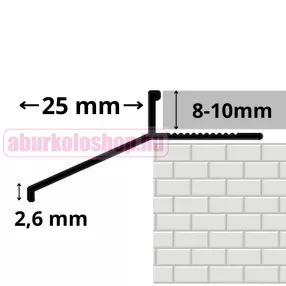   RODELUX alumínium terasz vízvető profil 10 mm x 25 mm eloxált inox 250 cm