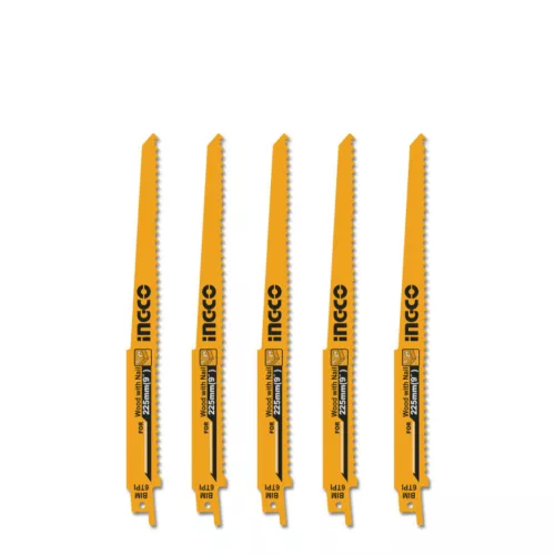 INGCO bimetál szablyafűrészlap szöges fához 225 mm, 6 TPI (5 db)
