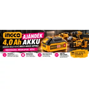 INGCO ajándék akkumulátor akció